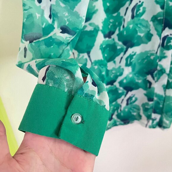 Vintage Green Floral Button-Down Shirt - Picture 7 of 7